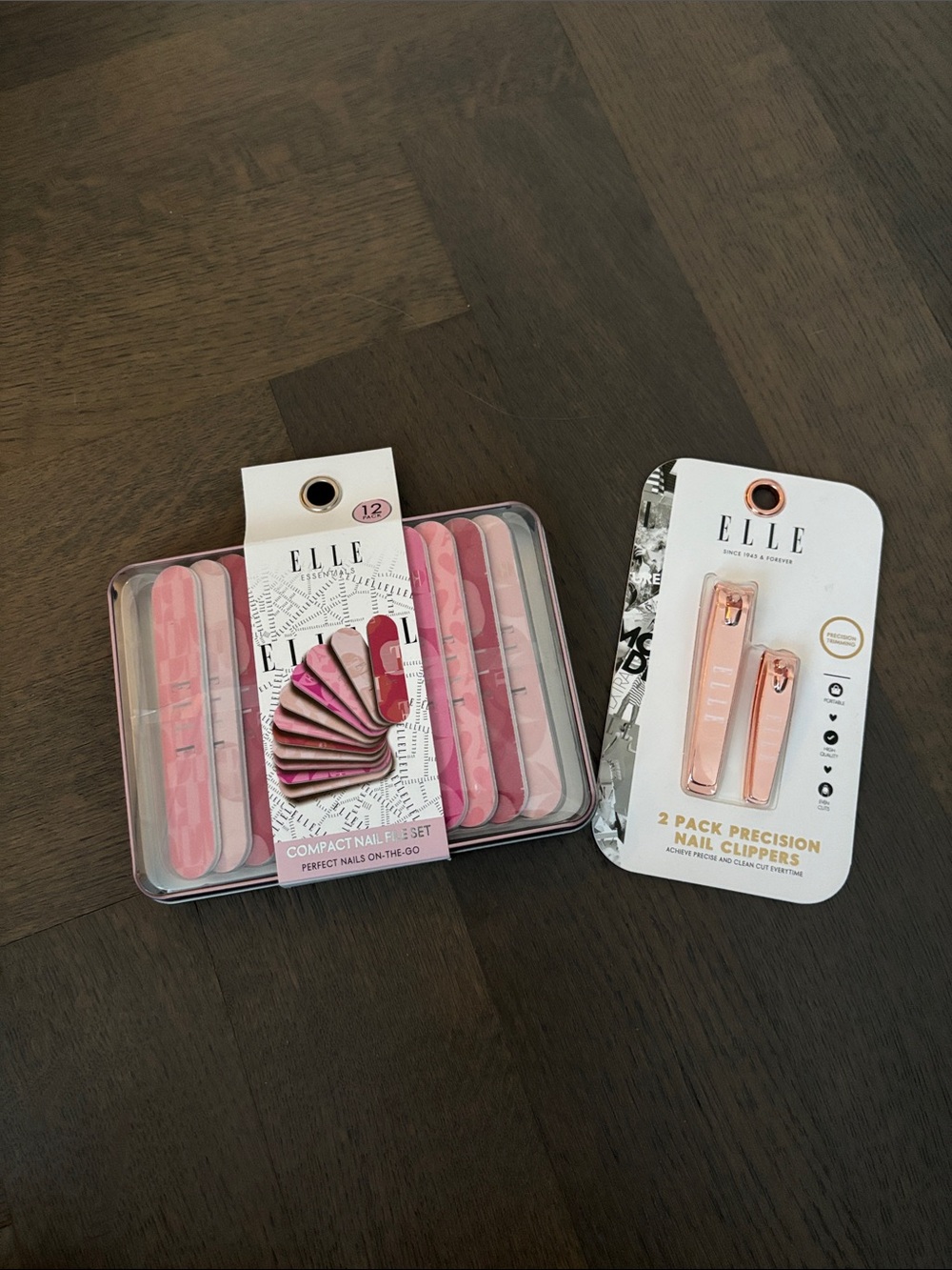 Elle Pink Compact Nail File Set with Rose Gold Precision Clippers